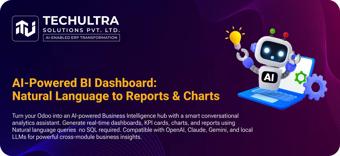 AI BI Dashboard for Odoo 19 — natural-language analytics with KPI cards and charts by TechUltra